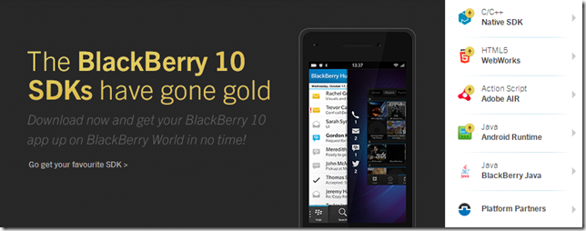 Blackberry 10 y la actualización a sus herramientas de desarrollo